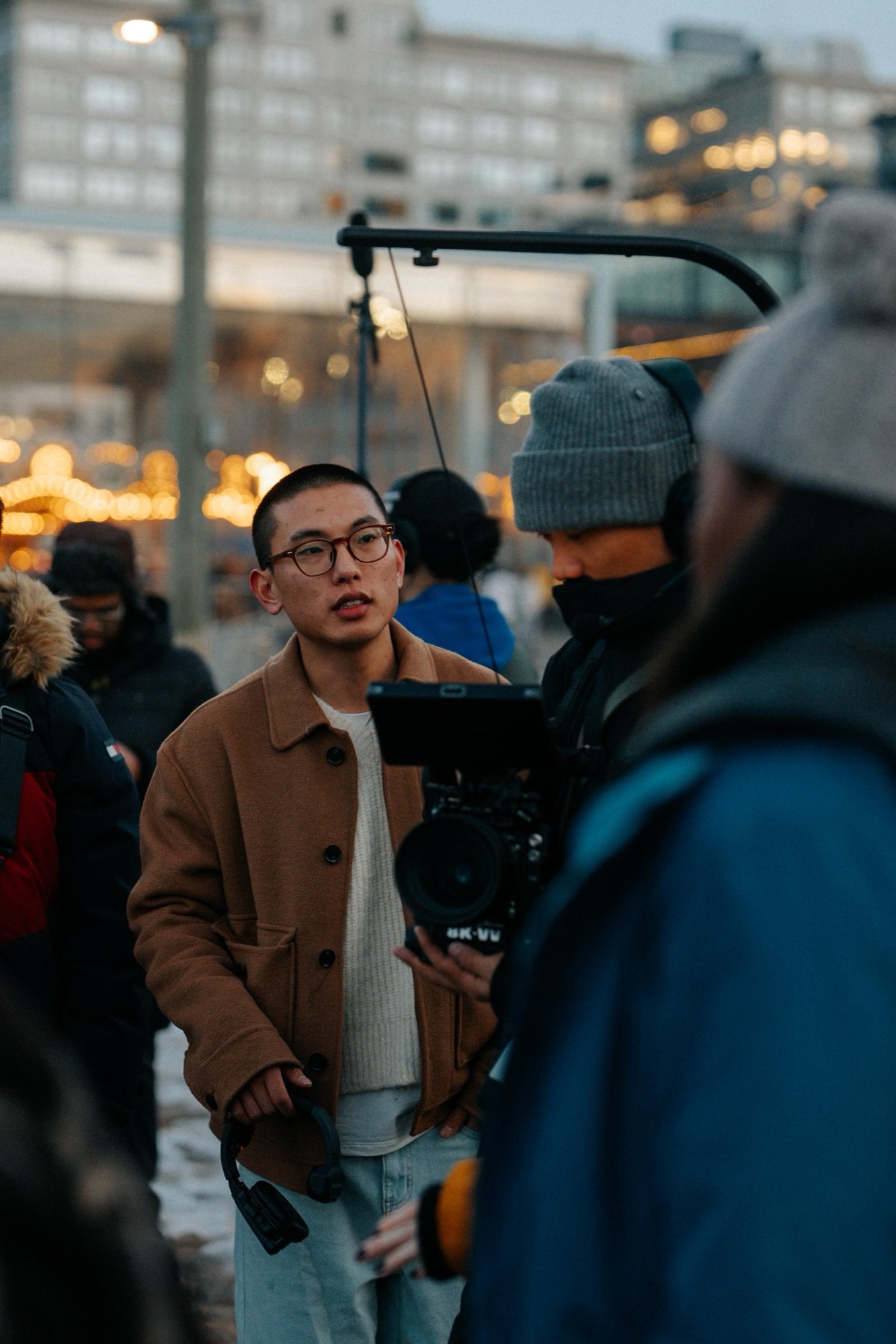Nicolas Chae directing on location